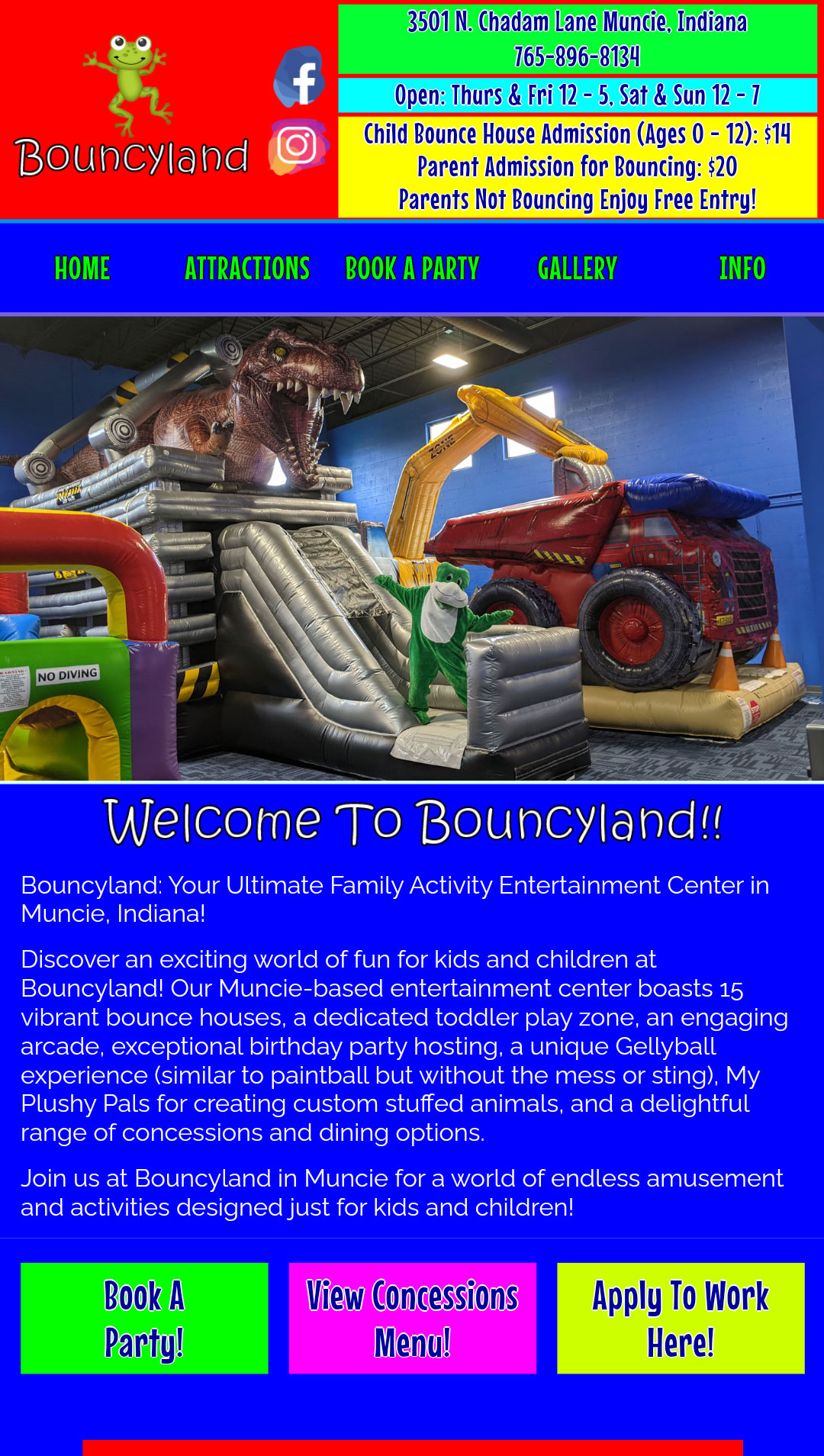 bouncyland attraction muncie kids playplace web design indiana
